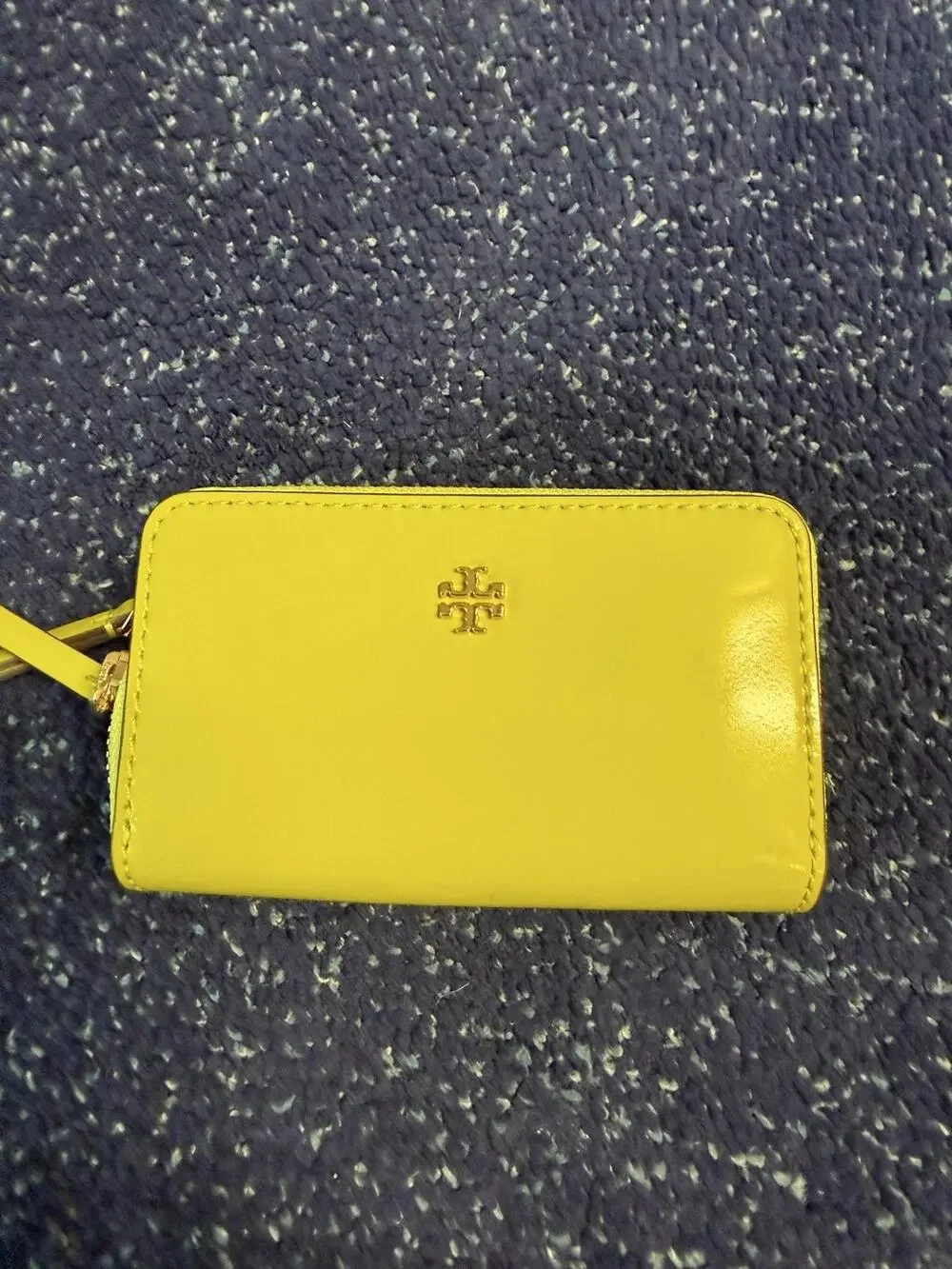 Tory Burch Wallet Womens One Size Green Blake Patent Leather Zip Card Case